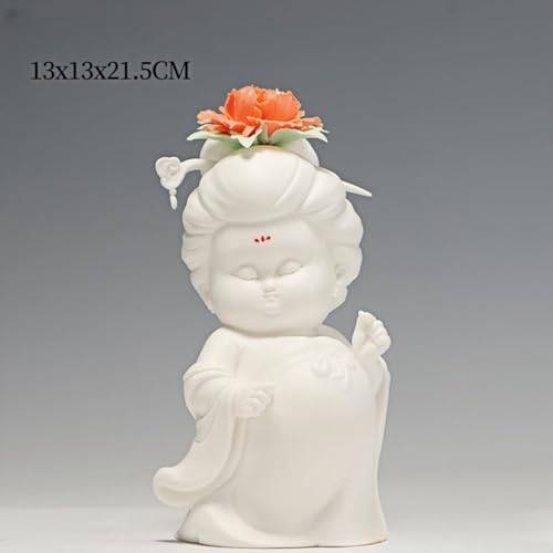 Animal Ornament Sculpture Ceramic Classical Ladies Living Room Wine Cabinet Tv Cabinet Desktop Figure Ancient Style Beauty Zen Ornaments White - color: White