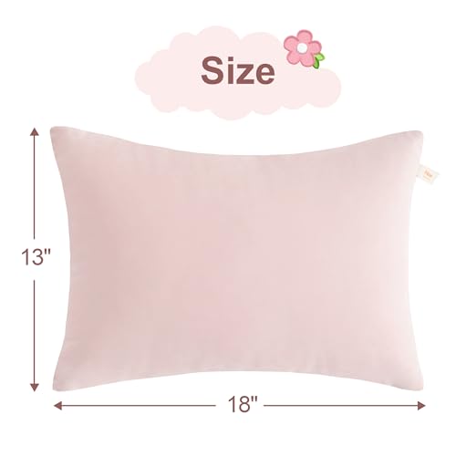 BEDSUM Toddler Pillows 13x18 Microfiber: Travel Inserts, 2 Pack, Pink | Soft brushed microfiber, 13x18 size, 2 pillow inserts, machine washable, lightweight for daycare, travel, and home use - color: Pink, size: 13x18 inches