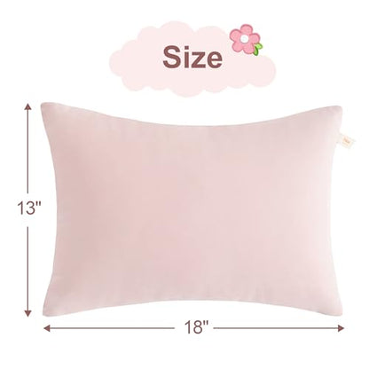 BEDSUM Toddler Pillows 13x18 Microfiber: Travel Inserts, 2 Pack, Pink | Soft brushed microfiber, 13x18 size, 2 pillow inserts, machine washable, lightweight for daycare, travel, and home use - color: Pink, size: 13x18 inches