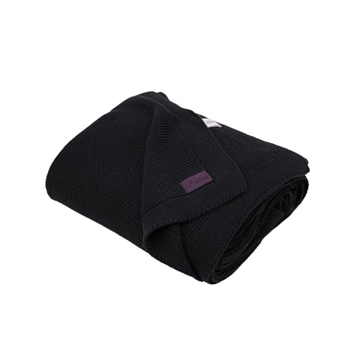 Dalisa Alina GOTS Organic Cotton Throw Blanket, Black, 60x80 in | Boho vintage knit, soft and cozy all-season layer, for couch, bed and home decor - color: Black, size: 60x80