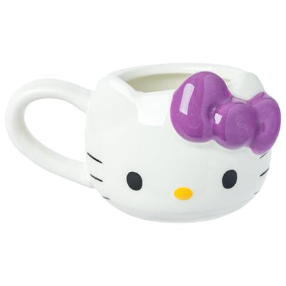 Silver Buffalo Sanrio Hello Kitty Cream Bows, 3D Mini Cup Set, 4pk, 3.5oz | Different Color, Pack, Sculpted Ceramic Mug, Perfect for Sugar or Milk, 0.1 Liters - color: White/Multi