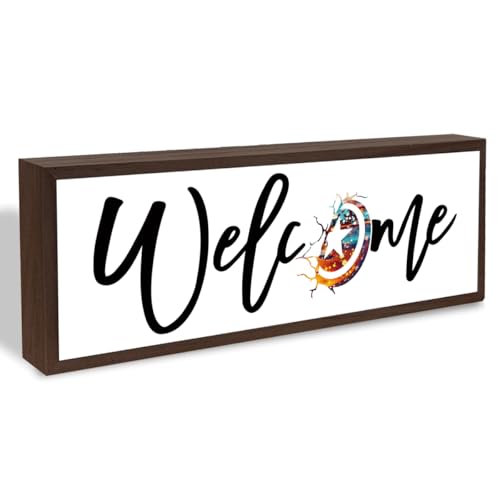 Welcome Wood Home Decor Signs, Welcome Wood Plaque, Home Tabletop Desk Decorative Sign, Suitable Gifts For Boys, Hanging Decorative Wooden Plaque 9.5x3.1 Inches(A23) - color: welcome 23