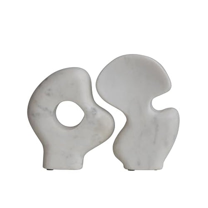Decorative Abstract Marble Sculptures, Set of 2 Styles, White