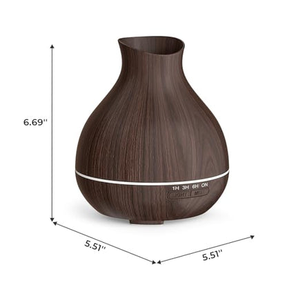 Aromatherapy Essential Oil Diffuser, 550ml Ultrasonic Fragrant Oil Large Room Humidifier, Diffusers for Home with Timer and Waterless Auto-Off, 7 Color LED Lights,Cool Mist Humidifiers - color: Dark Brown