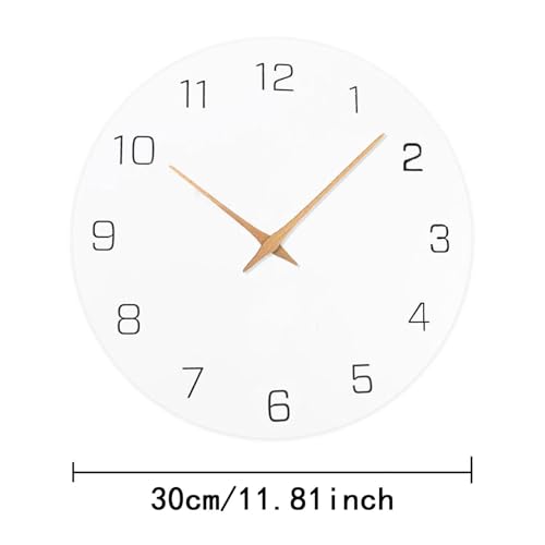 Wall Clock Minimalist Wooden Wall Clock Silent Non Ticking Decorative Hanging Clock Easy Read Dial Wood Suitable for Living Room, Arabic Numerals
