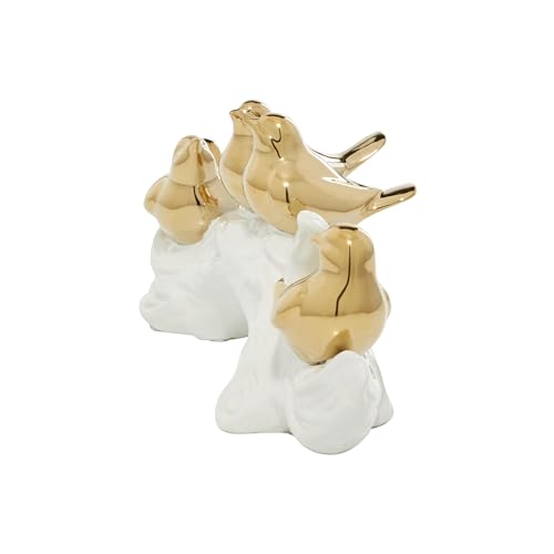 Deco 79 Porcelain Ceramic Bird Decorative Sculpture Home Decor Statue, Accent Figurine 14" x 5" x 6", Gold - size: 14" x 5" x 6"