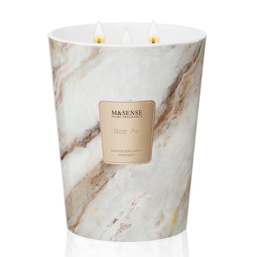 M&SENSE Extra Large Candle 35oz 150H NoirAir Scented Candle, 3 Wick Highly Scented Jar Candle, XL Candles Gift for Stress Relief, Meditation, Yoga - color: NoirAir, size: Large