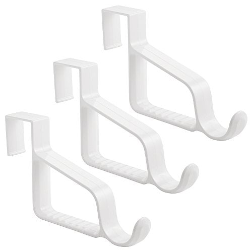 InterDesign Over Door Valet Hook for Clothes Hangers, Storage for Coats, Hats, Robes, Clothes or Towels - Single Hook, White, Pack of 3 - color: Valet, size: Set of 3