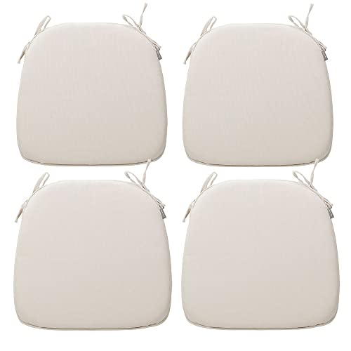 Magpie Fabrics Outdoor/Indoor 17"x16"x2" Chair Cushions with Ties Set of 4, Waterproof All Weather U-Shape Seat Pads Decoration for Patio Garden Furniture Home Office (Recycled Cream White) - color: Recycled Cream White, size: Set of 4