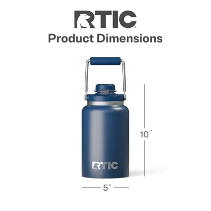 RTIC Half Gallon Outback Jug, Ceramic Lined, Navy | Stainless Steel, Insulated Water Bottle with Lid and Handle, Double Wall Vacuum Insulation - color: Navy