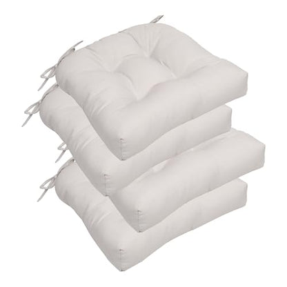 RACE LEAF Patio Chair Cushions 19x19 Inch 4 Pack, Thickened Outdoor Seat Cushions Water Resistant with Non-Slip Ties & Stain Resistant Tufted Design (Beige) - color: Beige, size: 19x19 Inch (Pack of 4)