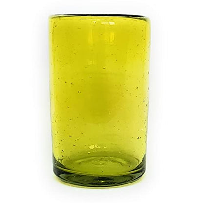 Solid Yellow 14 oz Drinking Glasses (set of 6), Recycled Glass, Lead-free, Toxin-Free (14oz Drinking) - color: Yellow, size: 14 oz