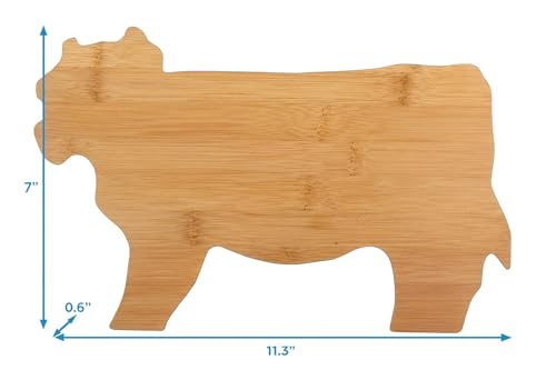 Decorative Cow Shaped Bamboo Cutting Board, Natural Wood, Kitchen Cheese Board, Serving Platter, Charcuterie Board, Decor Fruit Plate, Gift (BLANK)