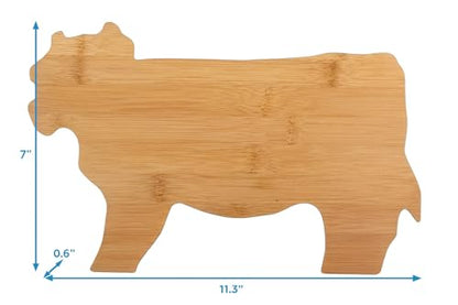 Decorative Cow Shaped Bamboo Cutting Board, Natural Wood, Kitchen Cheese Board, Serving Platter, Charcuterie Board, Decor Fruit Plate, Gift (BLANK)