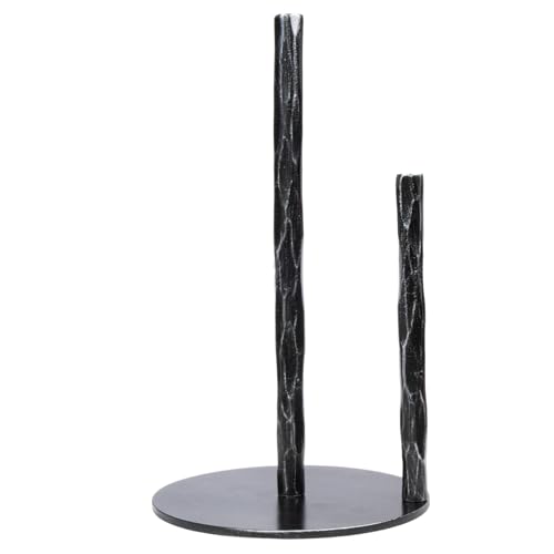 Paper Towel Holder, Hand-Forged Vintage Black Paper Towel Stand Holder, Kitchen Heavy Duty Solid Metal Countertop Roll Paper Organizer - color: Black