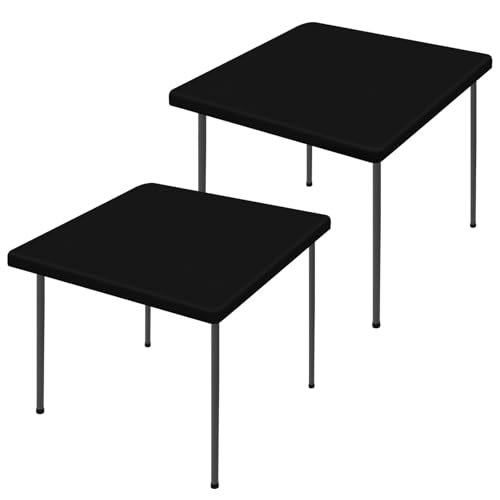 Smiry 2 Pack Rectangle Picnic Table Cloth, Waterproof Elastic Fitted Tablecloths, Washable Polyester Rectangular Patio Table Cover for Camping, Indoor and Outdoor (Black, 34"x34") - color: Black, size: 3FT - 34"X34"