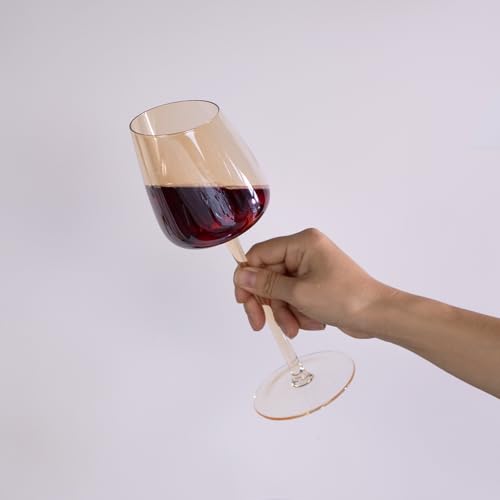 KAMMAK Crystal Red Wine Glasses Set of 2, 9.47 oz Stemmed Glasses, XH014 | Hand Blown, Bordeaux Wine Glasses, Thin Rim & Long Stem, Red & White, Daily Use, Wedding or Birthday Gift for Women - size: 8KPXH014