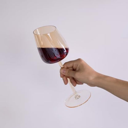 KAMMAK Crystal Red Wine Glasses Set of 2, 9.47 oz Stemmed Glasses, XH014 | Hand Blown, Bordeaux Wine Glasses, Thin Rim & Long Stem, Red & White, Daily Use, Wedding or Birthday Gift for Women - size: 8KPXH014