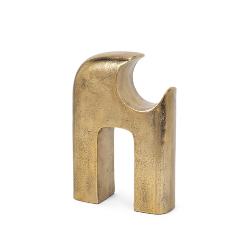 HomeRoots 11" Antiqued Brass Aluminum Modern Abstract Tabletop Sculpture