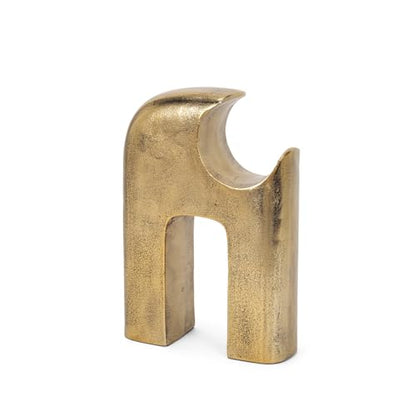 HomeRoots 11" Antiqued Brass Aluminum Modern Abstract Tabletop Sculpture