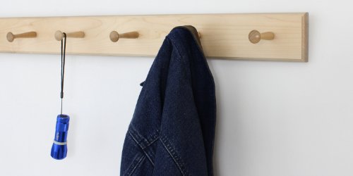 Solid Maple Shaker Peg Rack (Natural, 46" x 3.5" with 8 pegs) - size: 46" x 3.5" with 8 pegs