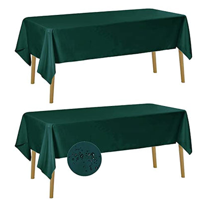 Fokitut 2 Pack Waterproof Rectangle Tablecloth, 60x102 Inch, Stain Resistant and Wrinkle Polyester Table Cloth, Fabric Table Cover for Kitchen Dining, Wedding, Party, Holiday Dinner-Hunter - color: Hunter, size: 60x102''-2pack