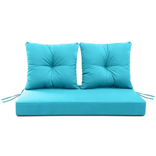 ARTPLAN Loveseat Patio Deep Seat Cushions 46"x24"x5" Bench Pad,Sky Blue | High-density foam fill, solution-dyed UV water repellent fabric, zipper removable cover fits patio swing & bench furniture - color: Sky Blue