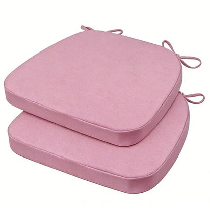GIBZ Outdoor Chair Cushions 17"x16"x2" with Ties Set of 2 Pink | Waterproof Chairs Cushion U-Shaped Seat Pads Washable Casual for Yard Lawn Patio - color: Pink