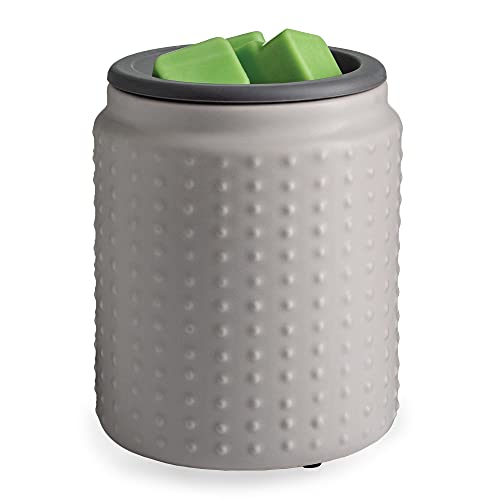 CANDLE WARMERS ETC. Wax Melt Fragrance Warmer for Scented Wax Melts, Cubes, Tarts with Silicone Dish Top|Gray Hobnail Dot Ceramic - style: Gray Hobnail