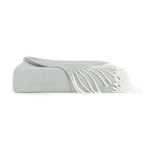 Merit Linens Herringbone Throw Blanket - One Size Eucalyptus - color: Herringbone Eucalyptus