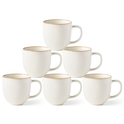 AmorArc 12oz Coffee Mugs, Ceramic Coffee Mugs set of 6 for Man, Woman, Dad, Mom, Modern Coffee Mugs with handle for Latte/Cappuccino/Milk/Cocoa. Dishwasher&Microwave Safe, White-Reactive Glaze - color: Pearl White, size: Set of 6