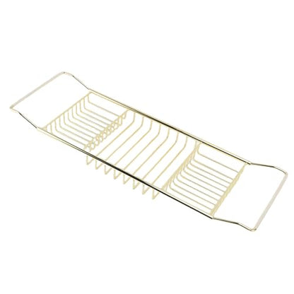 FTVOGUE Bathtub Caddy Tray, Stainless Steel Expandable Bathtub Tray 25 to 38.4 in, Over The Rack with 7.9 in Width, Bathroom Organizer Shelf for Shower Tub Use (Gold) - color: Gold