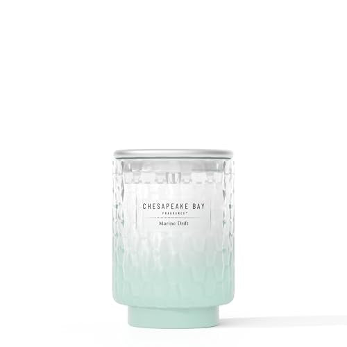 Chesapeake Bay, 8oz Marine Drift Scented Candle, Mood Evoking Fragrance, Textured Sea Glass-Inspired Jar, Premium Soy Blend Wax with Essential Oils, Coastal Fragrance for Home Décor or Gifting - color: Marine Drift, size: 8oz