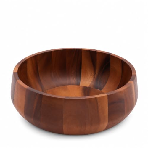 Arthur Court Modern Round Acacia Wood Serving Bowl for Fruits and Salads 4.5" H x 11" Diameter - size: 4.5 inch Tall x 11 Diameter