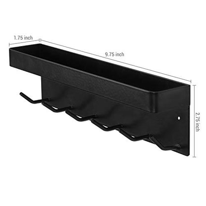 MyGift Wall Mounted Black Metal Key Rack for Wall Entryway with Mail Holder and Catchall Accessories Shelf
