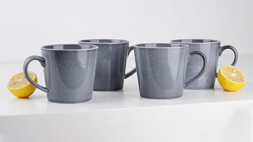 famiware Coffee Mug Set of 4, Annecy 14 oz Ceramic Cups Set with Handle | Stoneware Coffee Cup Set, Microwavable and Dishwasherable Stoneware, Drinkware Set for Tea, Latte, Cappuccino, Misty Blue - color: Misty Blue, size: Annecy