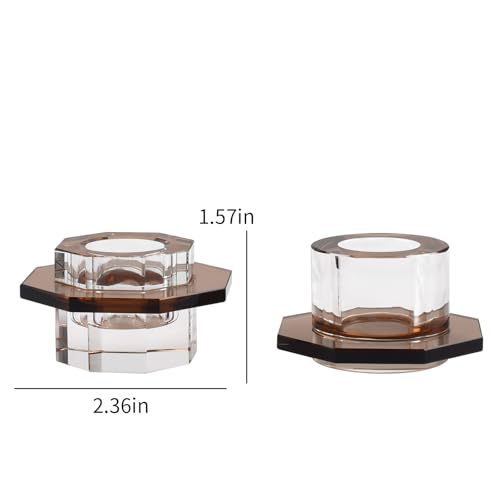 Kitcom Taper Candle Holders Pack of 2, Small Cute Candle Holders for Table Centerpiece, Home Decor and Party, Brown