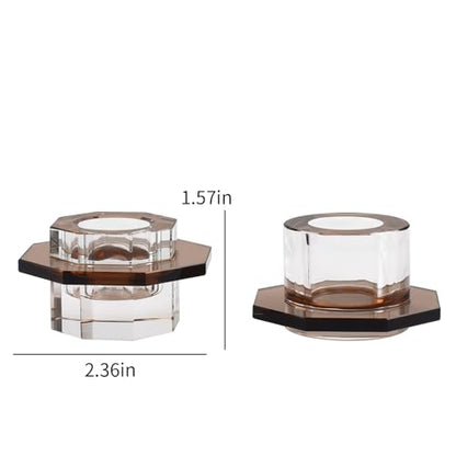 Kitcom Taper Candle Holders Pack of 2, Small Cute Candle Holders for Table Centerpiece, Home Decor and Party, Brown