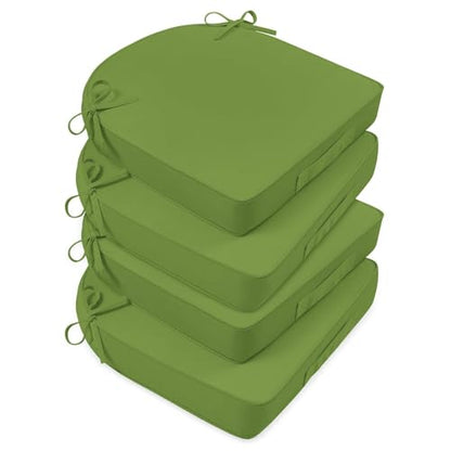 Basic Beyond Outdoor Cushions for Patio Furniture Waterproof Outdoor Chair Cushions Set of 4-19 x 19 x 3 Inch Thick Patio Chair Cushions with Adjustable Ties, Apple Green - color: Apple Green
