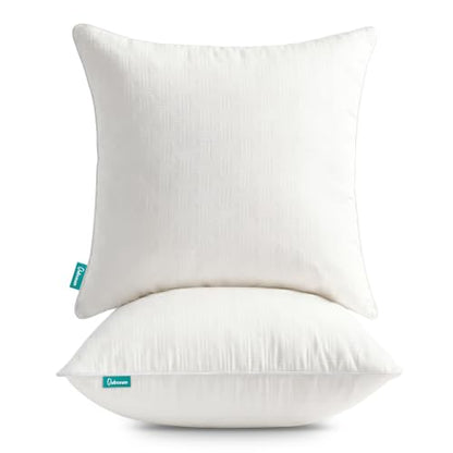 Oubonun Throw Pillow Inserts 18x18 Set of 2 – Full Fluffy Down Alternative Pillow Inserts for Couch, Soft Decorative Square Pillow Forms, Machine Washable for Sofa Bed Living Room, Beige - size: 18×18Inch
