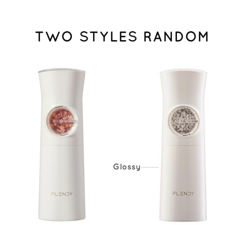 Flendy Gravity Electric Salt and Pepper Grinder Set with Charging Base | USB-C Charging Base, Gravity-Activated, Automatic, Rechargeable, Dust Cover, Large Capacity, Slim, Kitchen Housewarming Gift - color: Cream