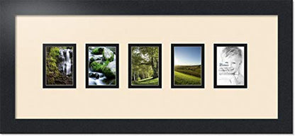 ArtToFrames Collage Photo Frame Double Mat with 5-2.5x3.5 Openings with Satin Black Frame and Alabaster mat. - color: Alabaster, size: 2.5x3.5
