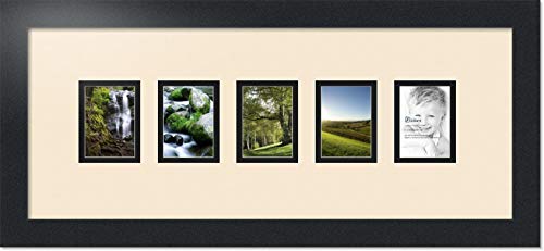 ArtToFrames Collage Photo Frame Double Mat with 5-2.5x3.5 Openings with Satin Black Frame and Alabaster mat. - color: Alabaster, size: 2.5x3.5