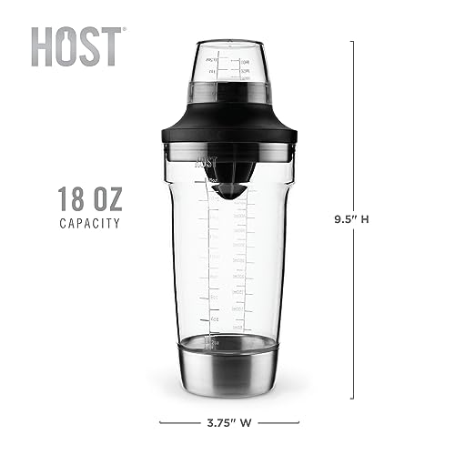 Host All in One Cocktail Shaker Set with Measurements, Reamer, Bottle Opener, Strainer and Jigger for Cold Brew Cocktails, Home Bar, Bartending, Camping, Picnic, Outdoor Party, On the Go, 18 oz - style: All in One Shaker