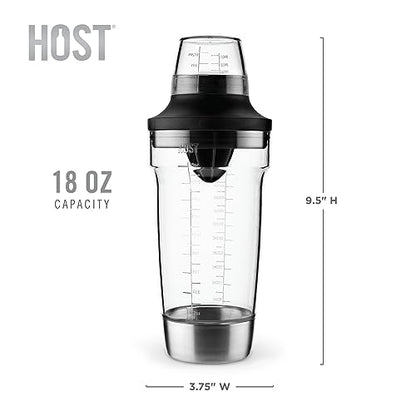 Host All in One Cocktail Shaker Set with Measurements, Reamer, Bottle Opener, Strainer and Jigger for Cold Brew Cocktails, Home Bar, Bartending, Camping, Picnic, Outdoor Party, On the Go, 18 oz - style: All in One Shaker