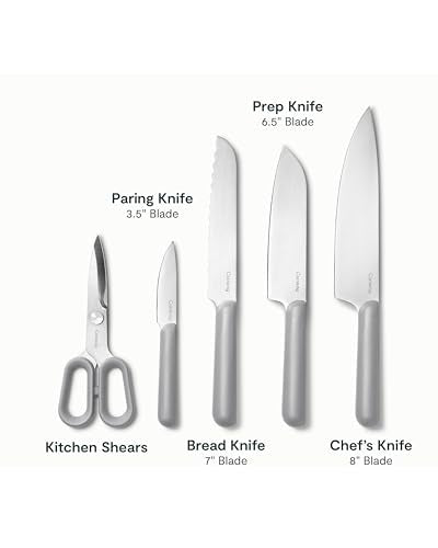Caraway 14-Piece Kitchen Prep Tool Set with Knives & Utensils | Knife Set & Wooden Utensil Set, Made with Premium German Steel Blades & FSC-Certified Birch Wood, Non-Toxic Materials, Grey - color: Gray