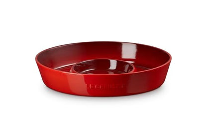 Le Creuset Stoneware Signature Oval Chip and Dip Platter, 13", Cerise - color: Cerise