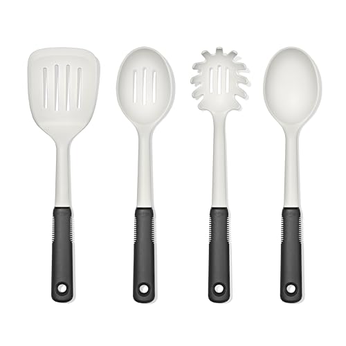 OXO Good Grips 4‑Piece Nylon Utensil Set, Oat, Cooking Utensil Set Designed to Protect Non-Stick Cookware - color: Oat