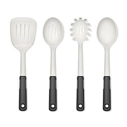 OXO Good Grips 4‑Piece Nylon Utensil Set, Oat, Cooking Utensil Set Designed to Protect Non-Stick Cookware - color: Oat