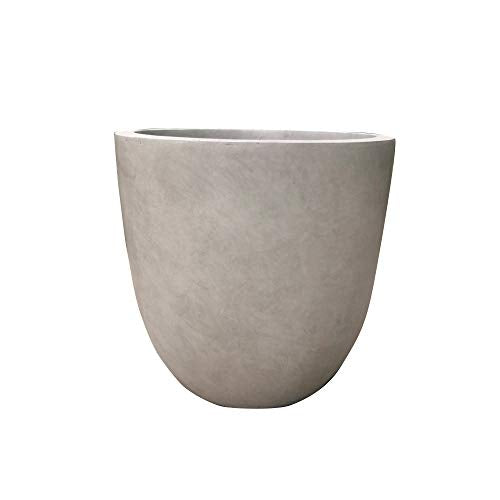 Kante Large Round Bowl Weathered Concrete Planter 18" Dia, Outdoor | Rubber Plug for Indoor, Drainage for Garden, All-Weather Cement Tree Pot, Handcrafted, Anti-Frost & UV, Modern Home Decor - color: Weathered Concrete, size: 18"d
